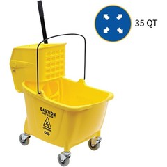 Genuine Joe GJO02347 35 QT Side Press Mop Bucket Wringer Combo Each Yellow