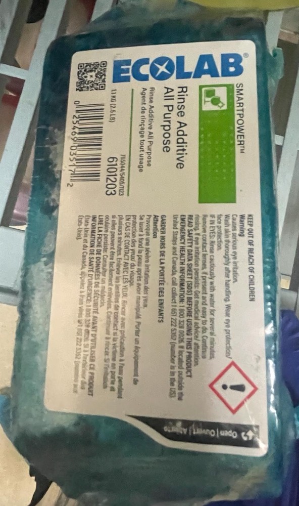 Ecolab Rinse Additive All Purpose 6101203 2.5lb / 1.1kg Nex