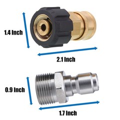 Pressure Washer Adapter 0.55 Inch Inner 1 Inch Outer Silver Brass Fitting