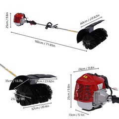 Gas Power 52CC Handheld Sweeper Broom Driveway Turf Artificial Grass Snow Clean