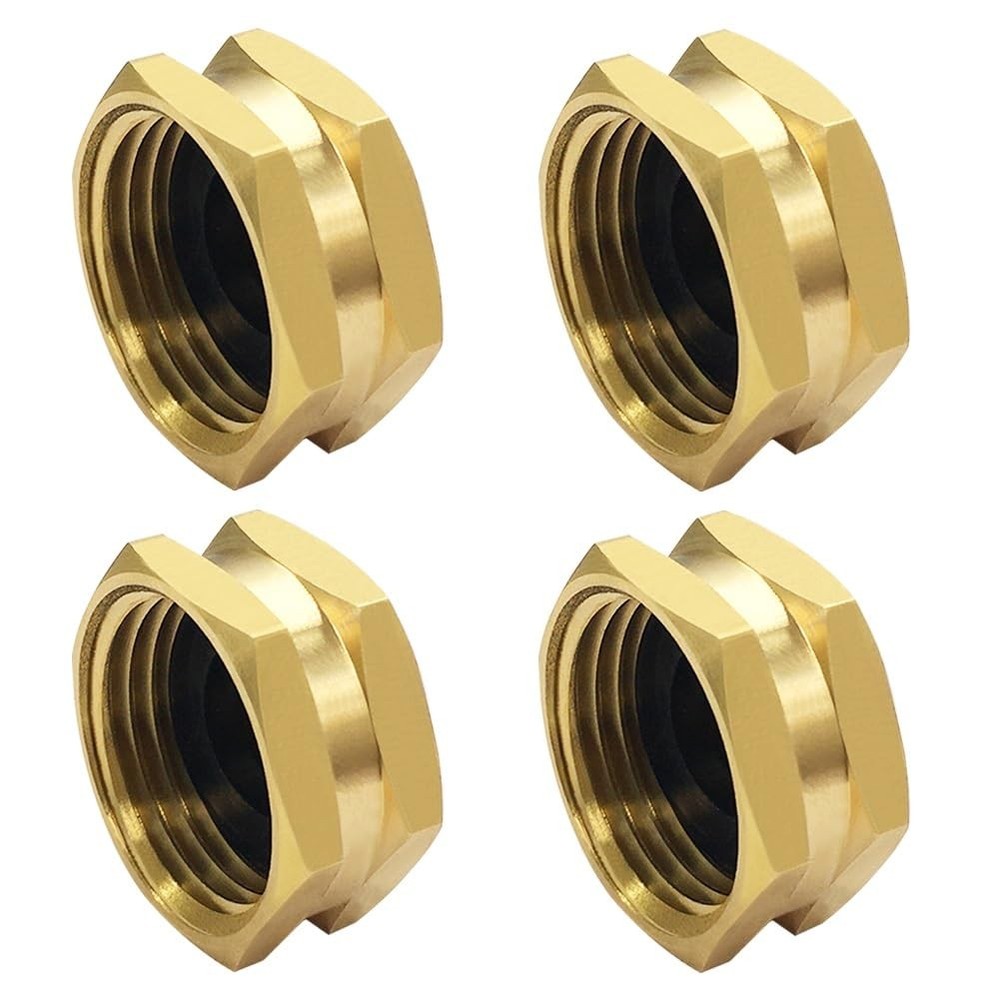 Hooshing Garden Hose End Caps Brass Cap with Washers 3/4 inches, Gold