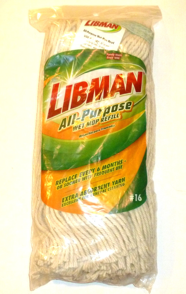 Libman All Purpose Wet Mop Refill #16 Replacement Head Cotton Blend