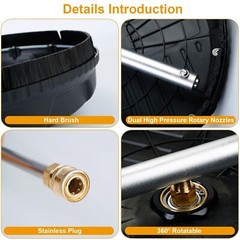 15″ Pressure Washer Surface Cleaner with 2 Extension Wand Quick Connect 3600PSI