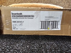 (QTY 5) Boardwalk BWK 4019ULT Ultra High-Speed Floor Pads, 19″ Dia, Champagne