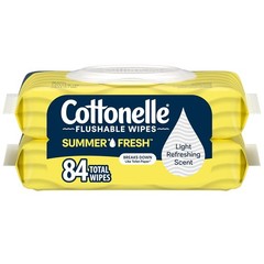 Cottonelle Summer Fresh Scent Flushable Wipes, 2 Packs, 42 Wipes Each