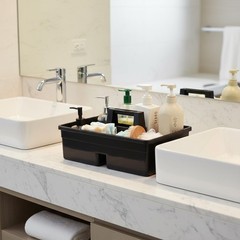 3-Compartment Plastic Cleaning Caddy Basket – Stackable 3 Compartments Black
