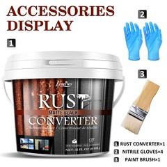 Rust Converter for Metal – Black Metal Primer and Rust Remover, Reformer ＆ En…