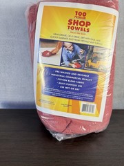 Bulk 100 Premium Red Shop Towels 12×14 Reusable Cotton Blend Industrial Cleaning