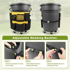 32-55 Gallon Trash Can Caddy Bag, Garbage Bin Apron Caddy with Multiple Pocke…