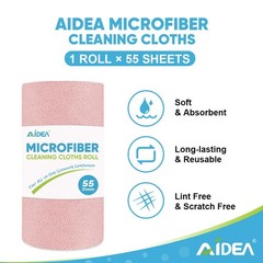 AIDEA Microfiber Cleaning Cloth Roll 165 55 Count (Pack of 3), Multicolor