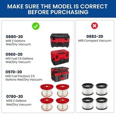 4 Pack Vacuum Filter Compatible With Milwaukee Shop Vac M18 Wet Dry 49-90-190…
