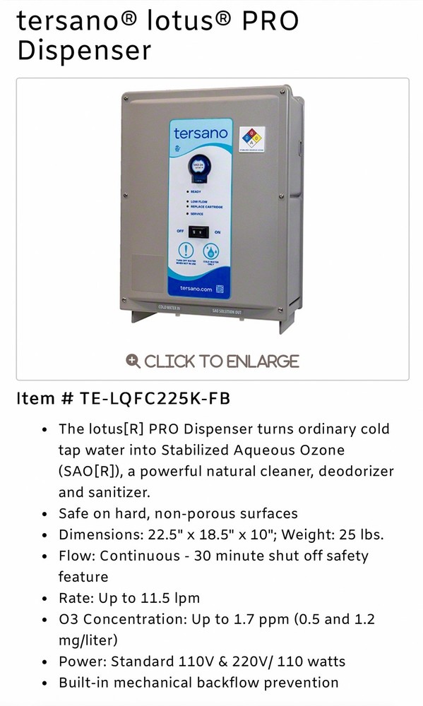 Tersano Lotus Pro Dispenser LQFC225K High Capacity
