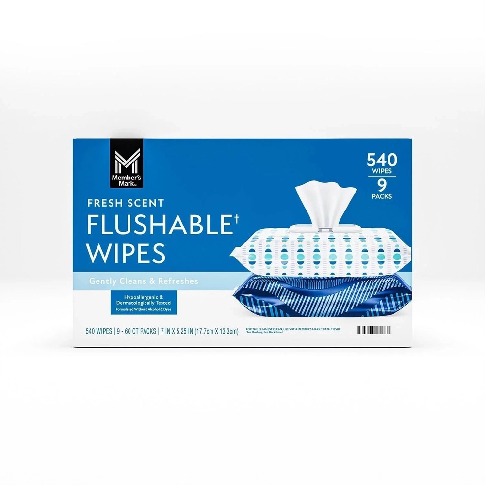 Member’s Mark Flushable Wipes, Fresh Scent, 540 Count