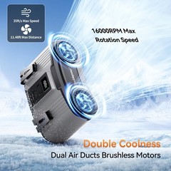 Doublepow 12000mAh Portable Waist Fan, Personal Waist Fan, Dual Air Ducts Mot…