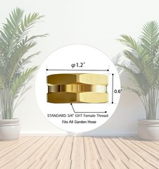 3 Pack garden hose caps with Washers, Brass Spigot Cap, 0.75 Inch, Golden