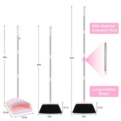 Bsklin Broom And Dustpan Set 52 Long Adjustable Handle Broom Dustpan Combo Set