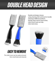 Universal 2-in-1 Car Duster and Brush Tool, Double Head Auto Inte Color: Black