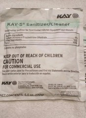 Lot of 2 Packets Kay 5 Sanitizer/Cleaner For Kitchen And Utensils (Each Is 6 oz)