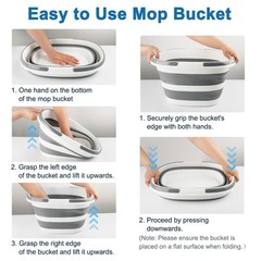 Collapsible Mop Bucket with Handle for Cleaning, 16L(4.2 Gallon) 16L, Gray