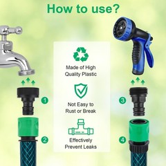 20 Pieces plastic water hose quick connect 3/4 inch, Black and Green