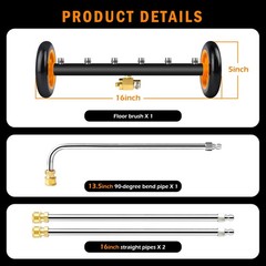 Undercarriage Pressure Washer Attachment, Siebwin 16″ 16 Inch, Orange