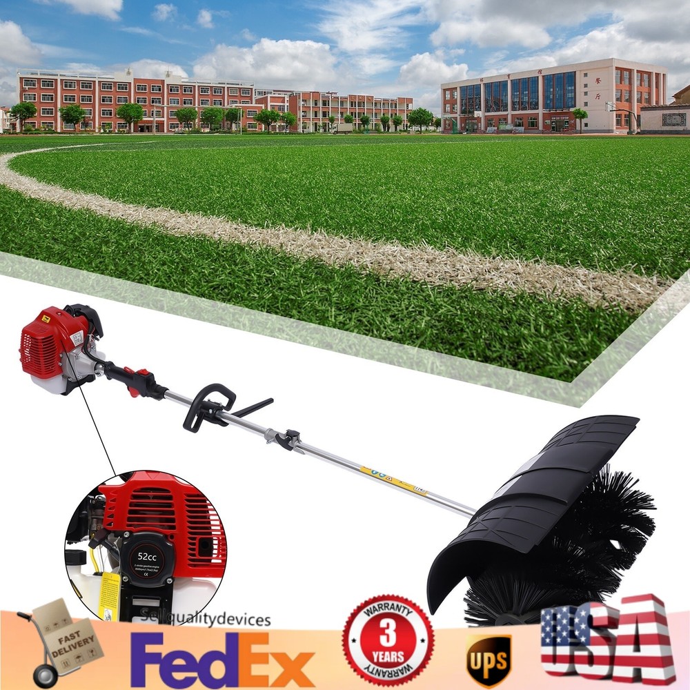 52CC Handheld Sweeper Broom Gas Power Driveway Turf Artificial Grass Snow Clean