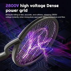 2800V Extendable Electric Fly Swatter with UV Light 90° Rotating head