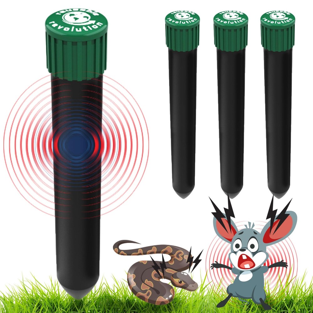 4 Pack Sonic Mole Chaser – Battery Operated Rodent 4 Pack, Black & Green
