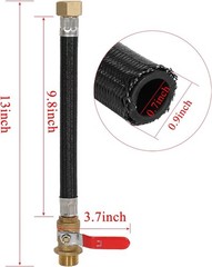 Garden Hose Extension Adapter Short Fitting with Valve,3/4″ GHT Solid Black