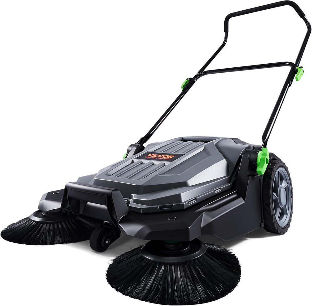 Walk-Behind Hand Push Floor Sweeper, 25.6″ Sweeping Width Floor Sweeper Manual N