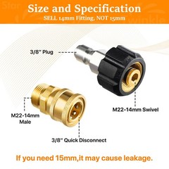 Twinkle Star Pressure Washer Adapter Set, Quick Disconnect Kit, 9 Sets, Brass