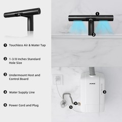 AIKE Air Tap Wash+Dry High Speed Hand Dryer Model AK7120, 110-120V Black