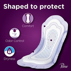 Poise Incontinence Pads, Maximum Absorbency, Long, 12 ct White