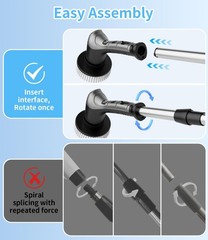Gray Electric Spin Scrubber with 3 Speed Adjustable Extension Handle