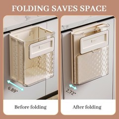 Green Foldable Transparent Rectangular Kitchen Trash Can, 6.89L Capacity, Ide…