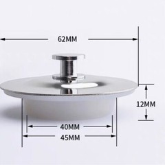 40mm Inner Dia Stainless Steel Sink Drain Cover Seal Plug Silver Tone 2Pcs