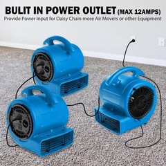 1/5hp Air Mover 800cfm Blower Fan Carpet Floor Drying Fan 3-Speed Air Mover