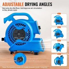 Uimoso 1360 RPM 600 CFM Air Mover Floor Blower with 4 Blowing Angles 3-Speeds