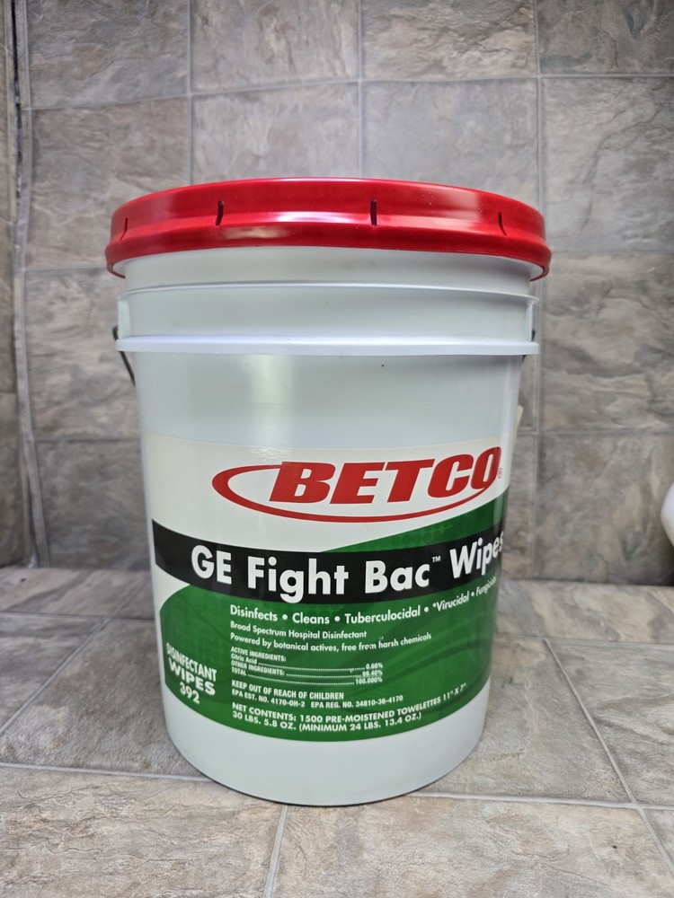 Betco Big Bucket GE Fight Bac Wipes 1500pc Fresh Scent 7″ x 11″ Towelettes