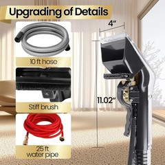 【Upgrade Hard Bristle Brush】Better Extractor Hose Kit for Shop Vac, with 10FT Ho