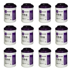 Case 12 Canisters PDI Q55172 Super Sani Cloth Germicidal Disposable Wipes Large