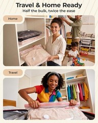 Vacuum Bags for Travel with Rechargeable Air Pump, Portable Space Saver Bags for