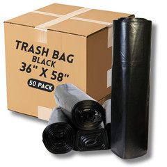 Trash Bag – Black, 55 Gallon, 36 x 58, No Handle/Ties (50 Count)