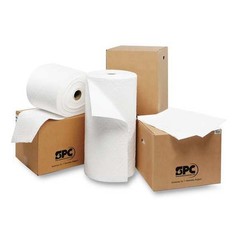 Brady Op15-Dp Sorbent Roll, 24 Gal, 15 In X 150 Ft, Oil, White, Polypropylene