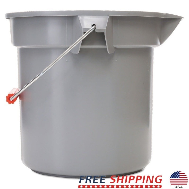 Heavy Duty 14 Quart Round Utility Bucket W/ Measuring Lines & Wide Pour Spout US
