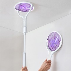 Electric Fly Swatter Racket Rechargeable Bug Zapper with Telescopic Extension，s