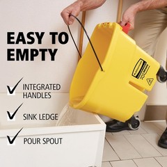 35Qt Mop Bucket & Side Press Wringer Combo on Wheels Heavy Duty Yellow