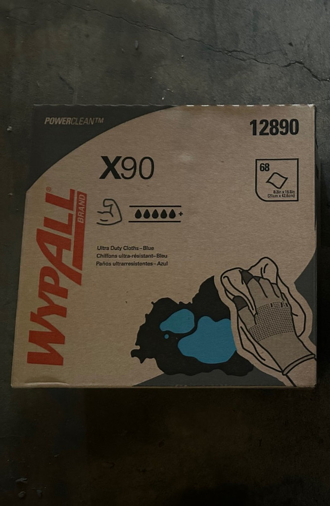 Wypall X90 12890 68 wipes Ultra Duty Cloths Blue PowerClean 8″ x 17″