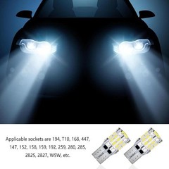 2PCS 194 LED Bulb White Super Bright Canbus 3014 30SMD W5W T10, for 12V License