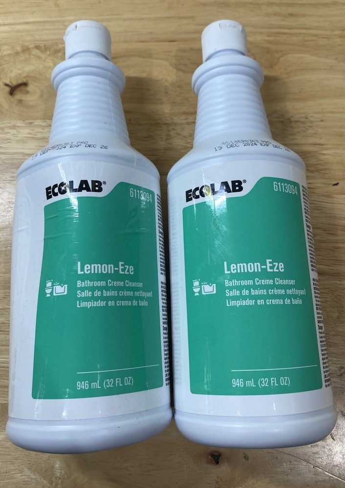 Ecolab Lemon Eze Bathroom Creme Cleanser 6113094 32oz Sold As A Pack Of Two